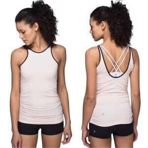 Lululemon Women's Size 10 In The Flow Tank Top Heathered Butter Pink Color